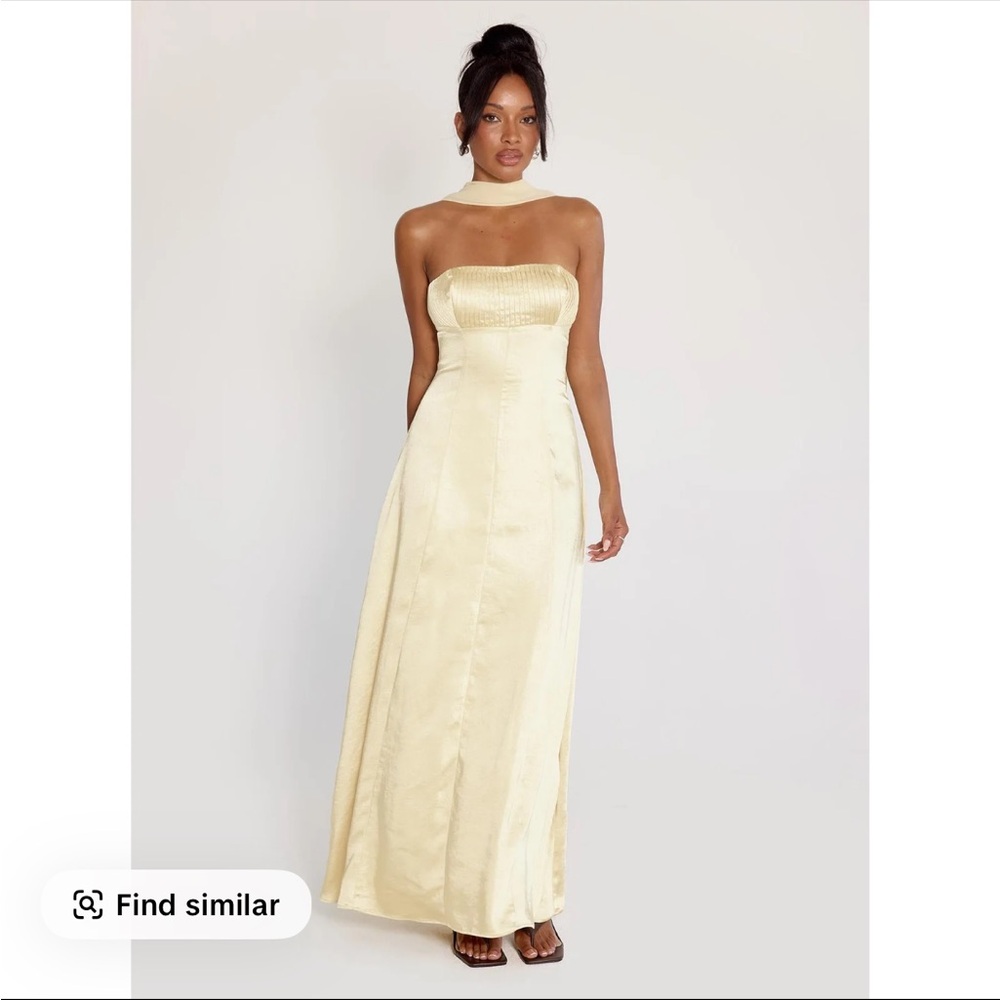 Princess Polly Masterpiece Strapless Yellow Maxi Dress with Neck Scarf